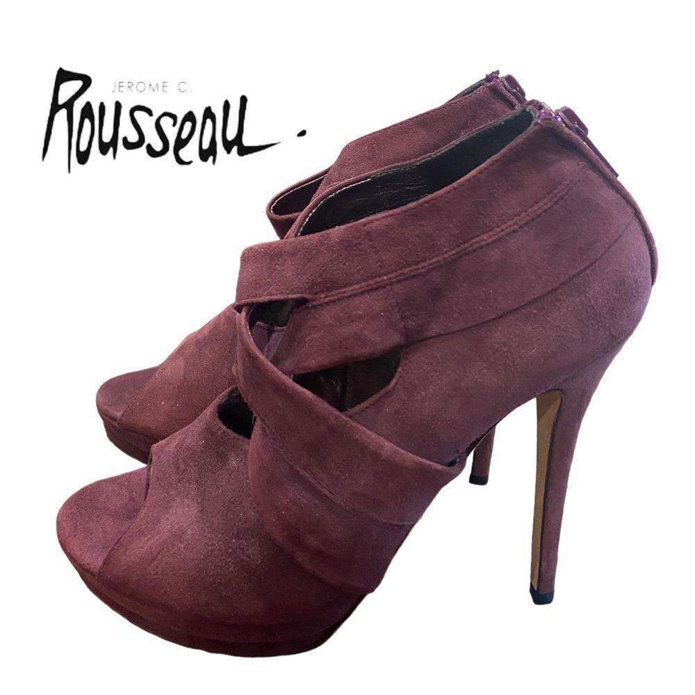 Jerome C Rousseau Women's Purple Suede Leather Platform Heels 39.5